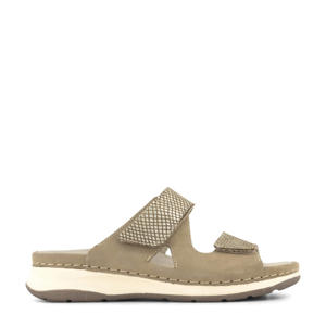 comfort leren slippers taupe