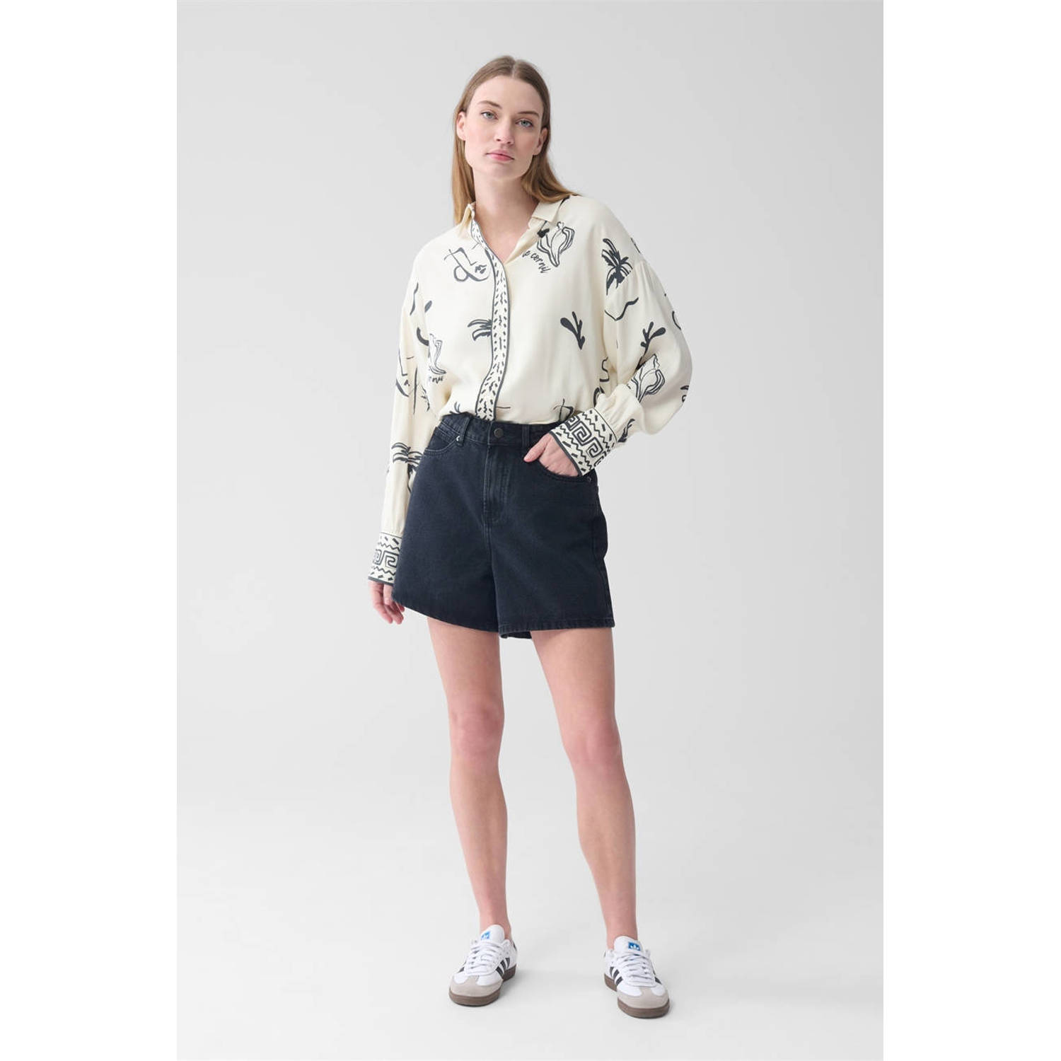 Shoeby regular high waist denim short zwart