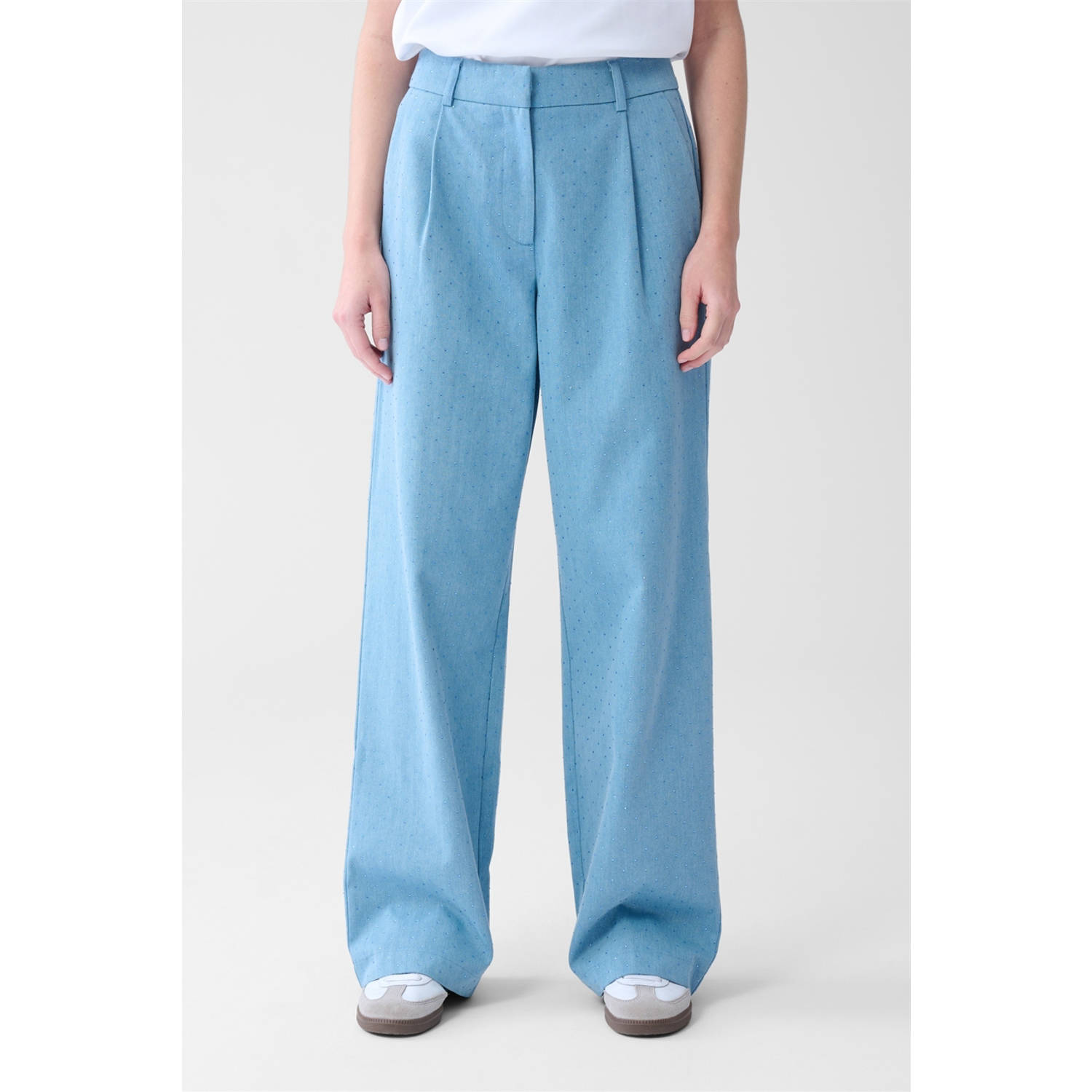 Shoeby wide leg high waist pantalon blauw