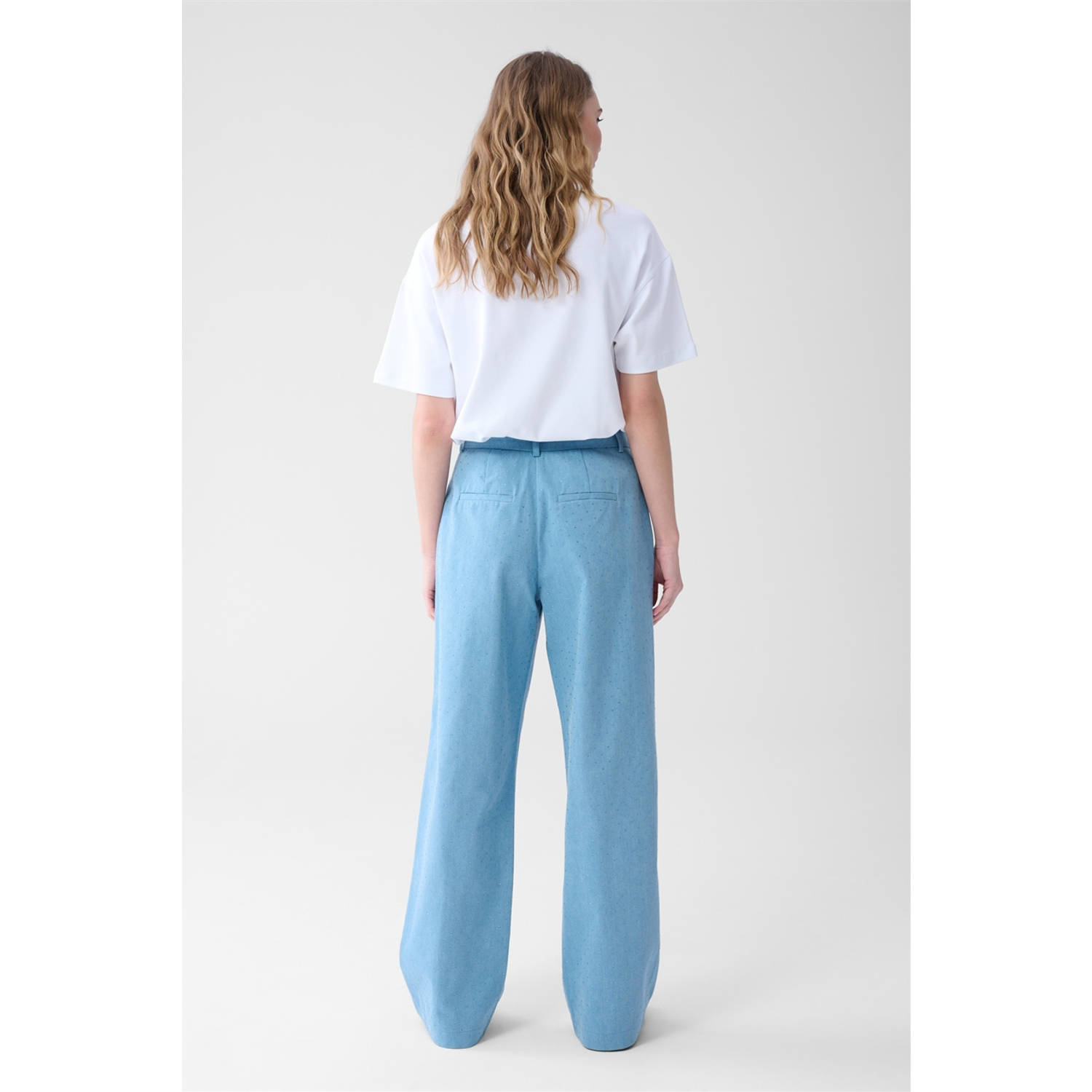 Shoeby wide leg high waist pantalon blauw