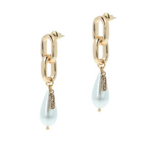 gold plated oorbellen Shackle Pearl