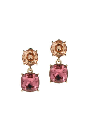gold plated oorbellen met Swarovski kristallen Blush Rose