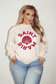 thumbnail: Lichtroze dames Pinned by K Curve sweater met lange mouwen en ronde hals