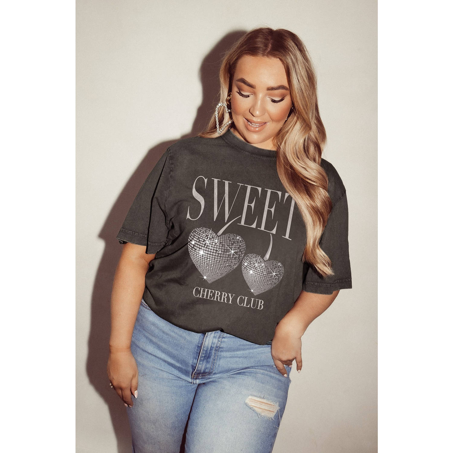 Pinned by K Curve T-shirt antraciet