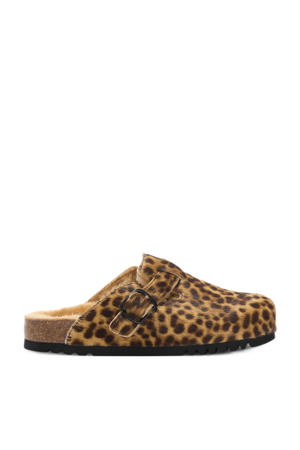 Fae New clogs van imitatiebont met panterprint beige/zwart