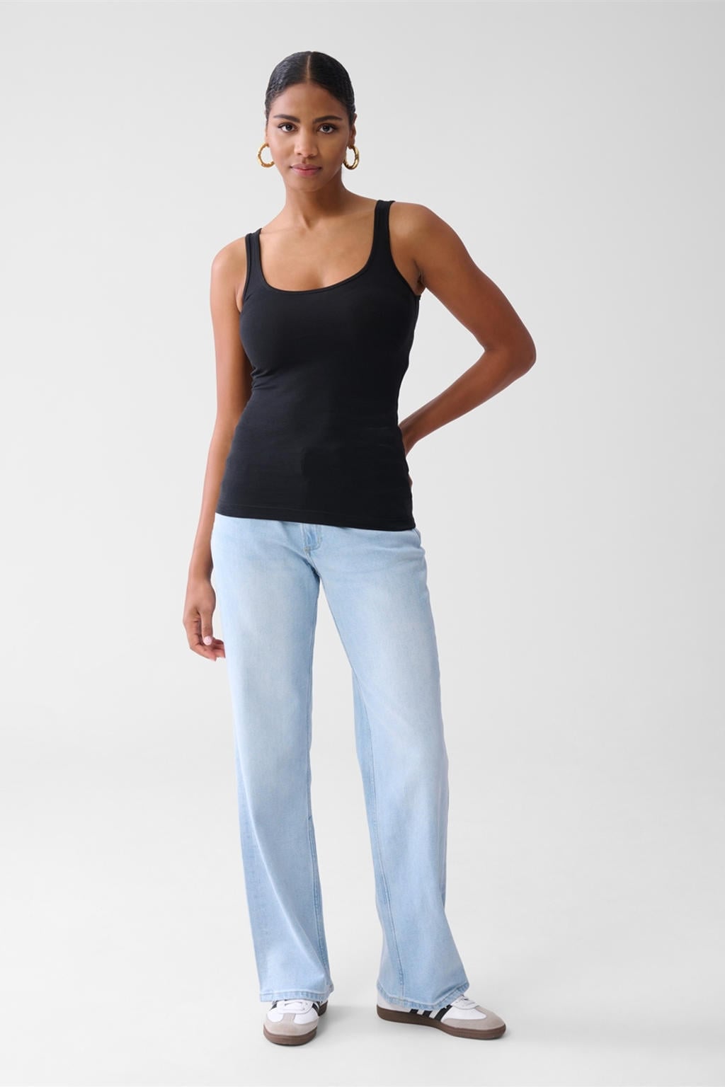 Zwarte dames Shoeby top met effen en vierkante hals