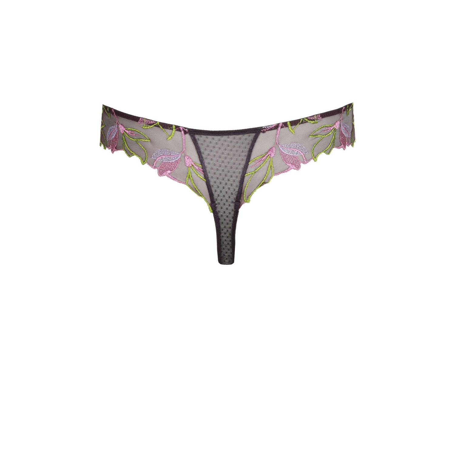 Marie Jo string Loish donkerpaars groen roze