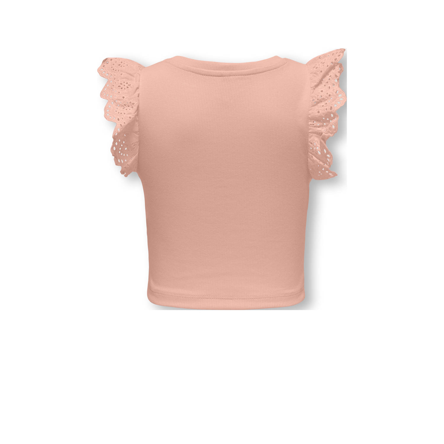 ONLY KIDS MINI mouwloze top zalm broderie