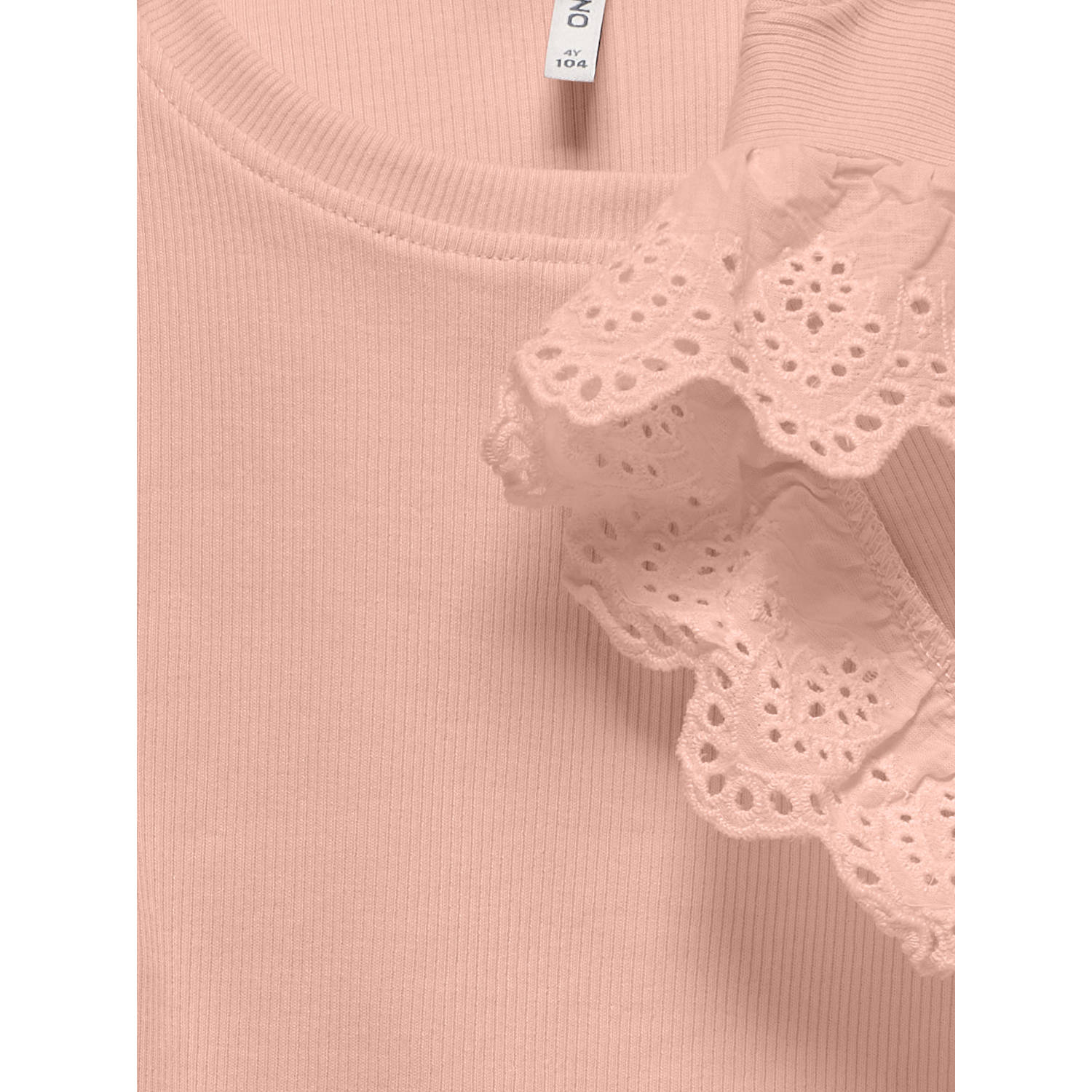 ONLY KIDS MINI mouwloze top zalm broderie