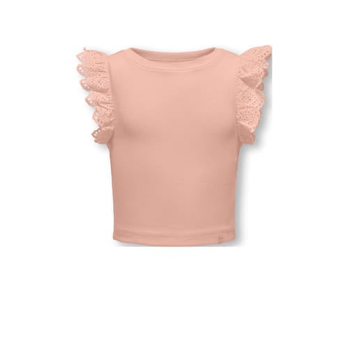 KIDS ONLY MINI mouwloze top zalm broderie afbeelding