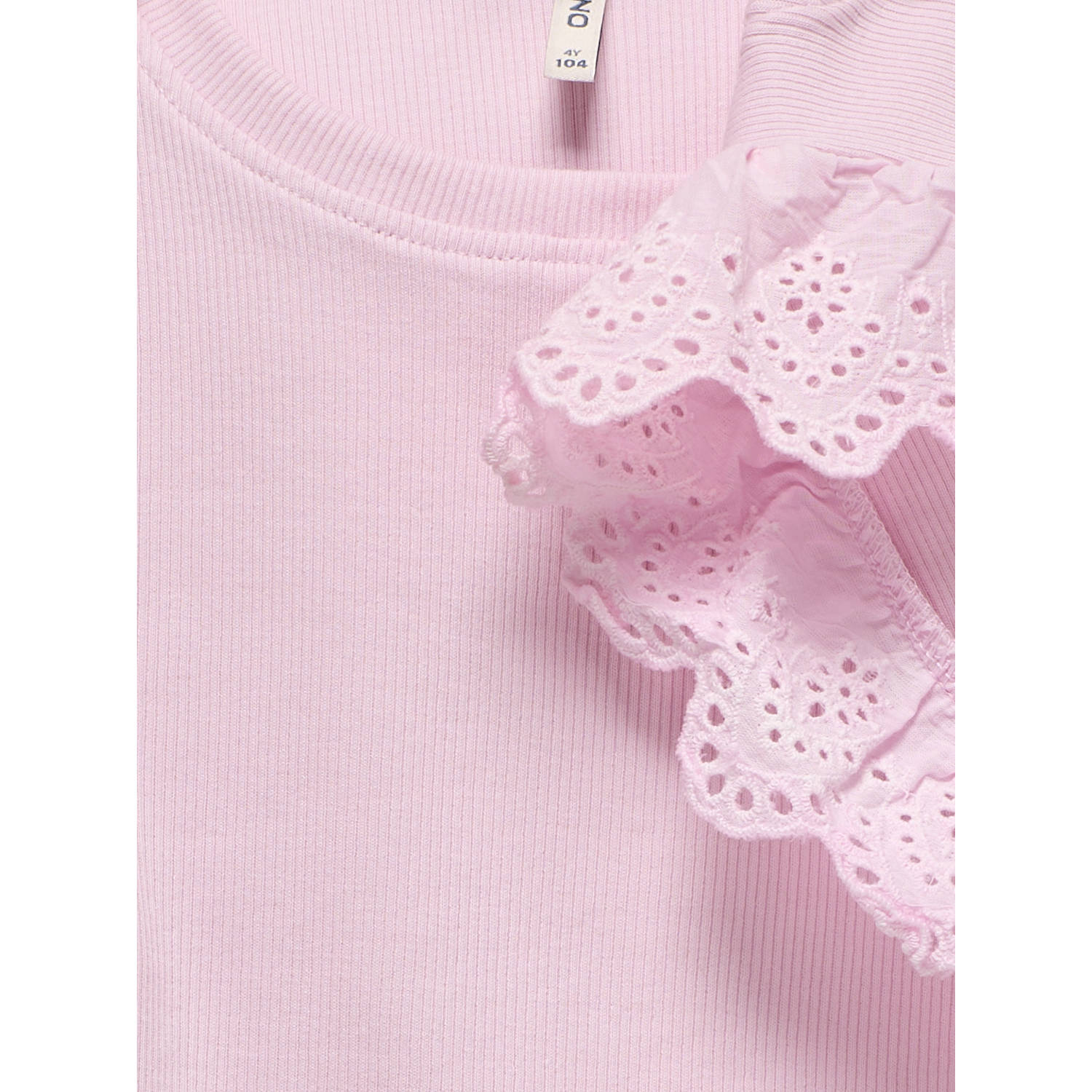 ONLY KIDS MINI mouwloze top lichtroze broderie