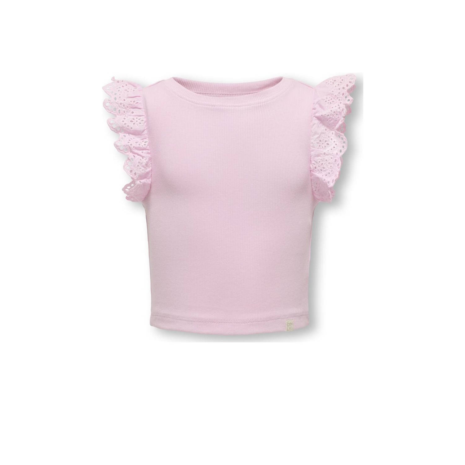 ONLY KIDS MINI mouwloze top lichtroze broderie