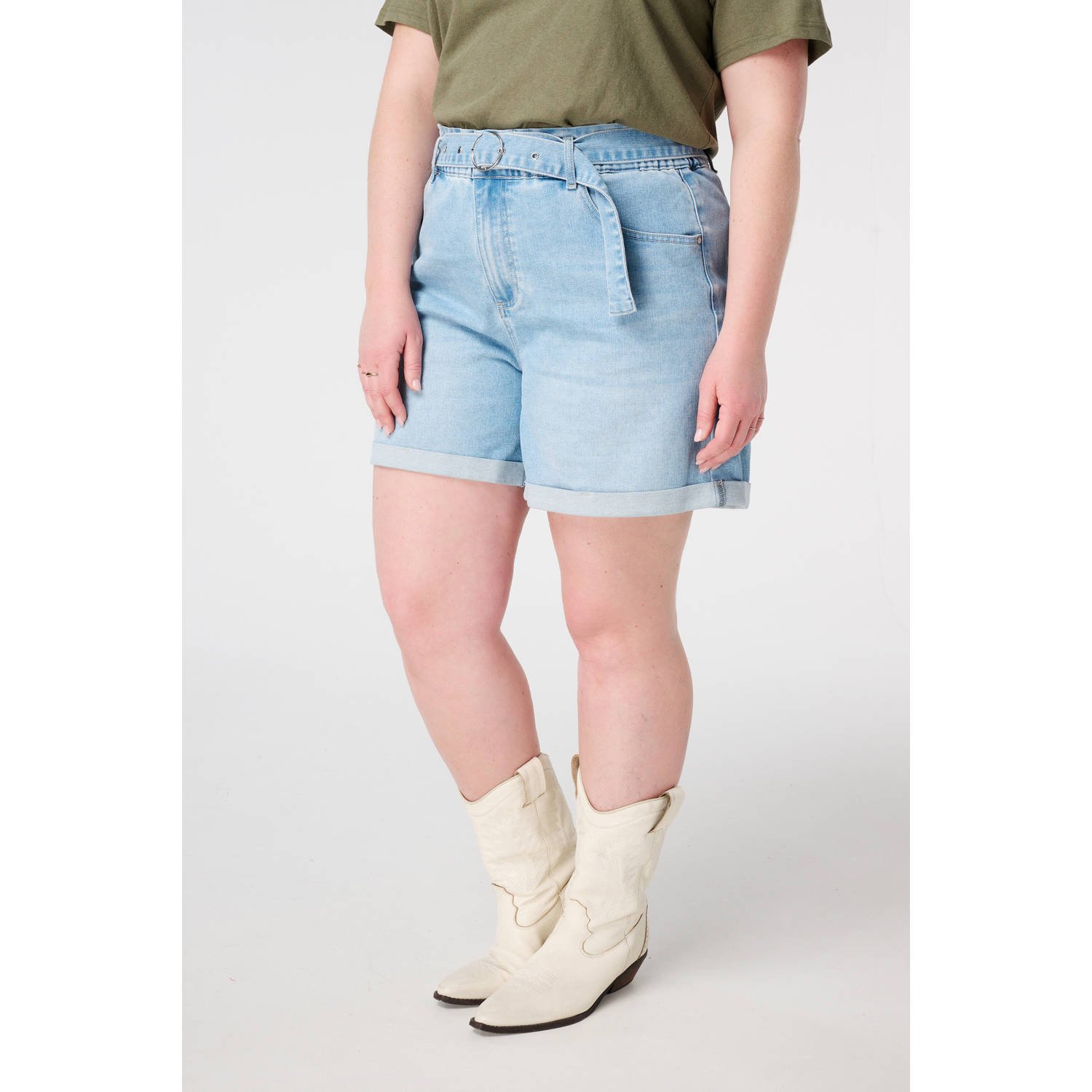 MS Mode high waist denim short light blue denim