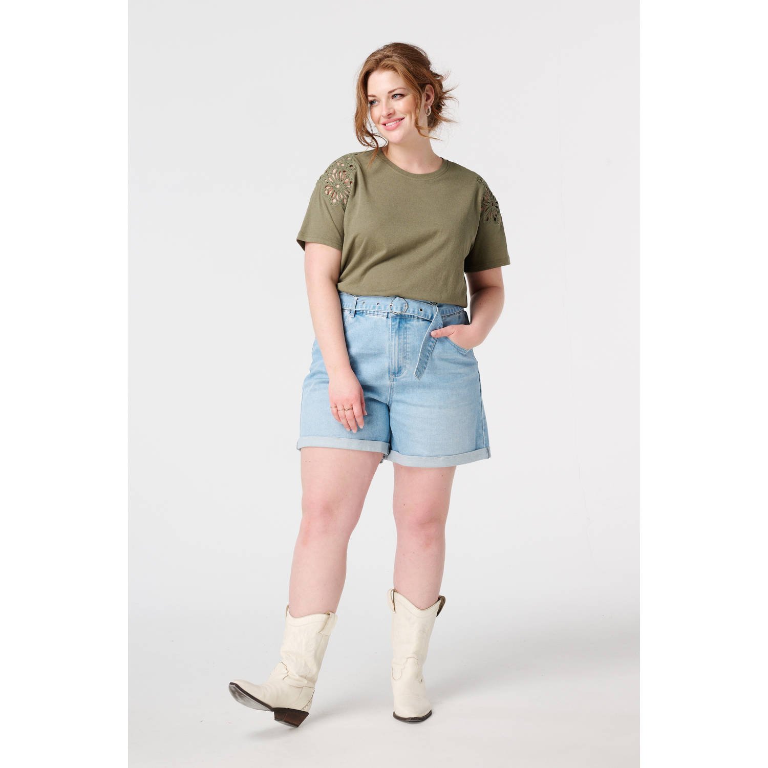 MS Mode high waist denim short light blue denim