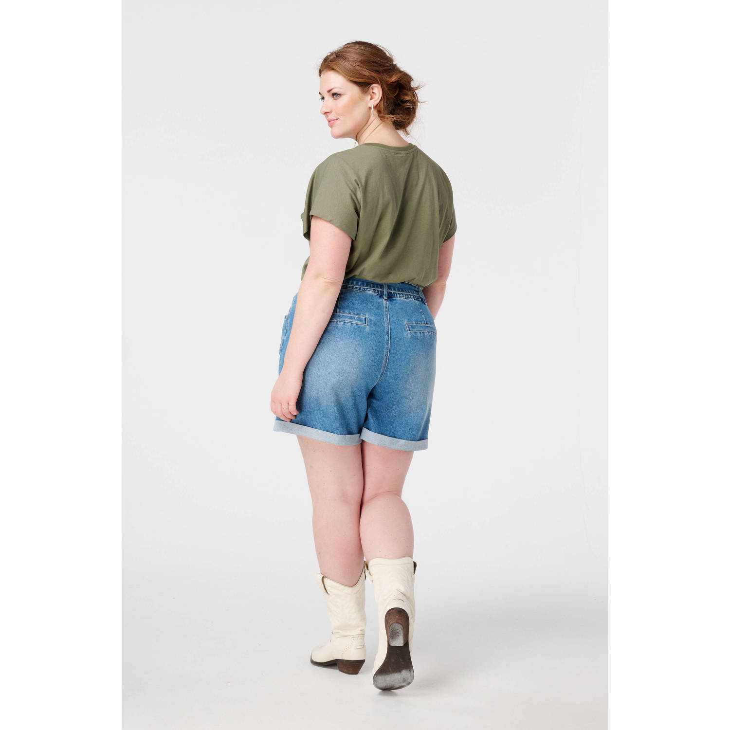 MS Mode high waist denim short medium blue denim