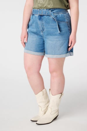 high waist denim short medium blue denim