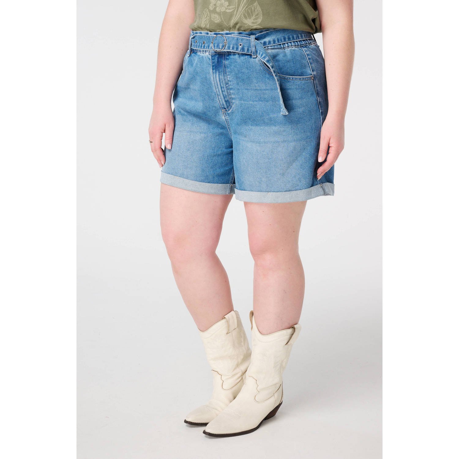 MS Mode high waist denim short medium blue denim