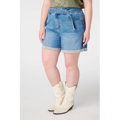 MS Mode high waist denim short medium blue denim afbeelding