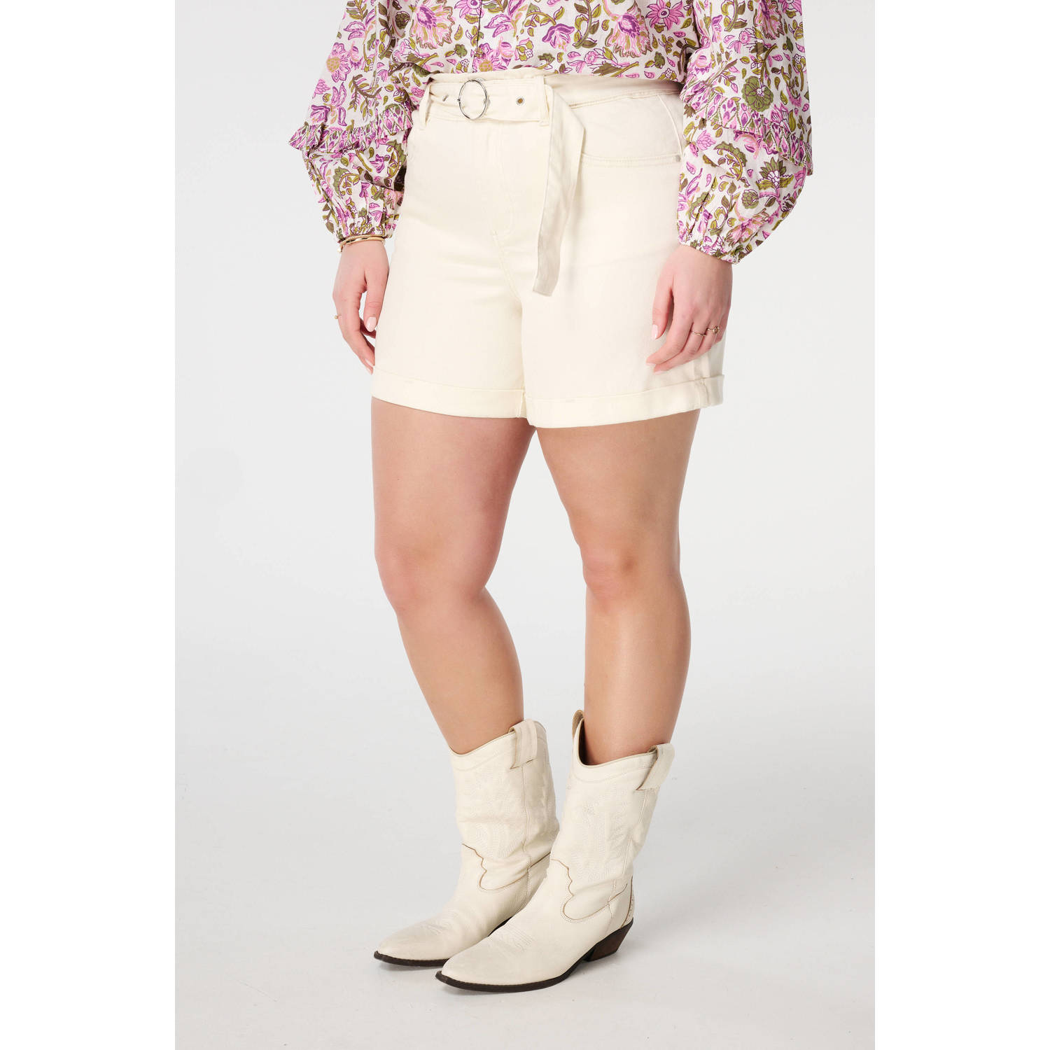 MS Mode high waist casual short crème