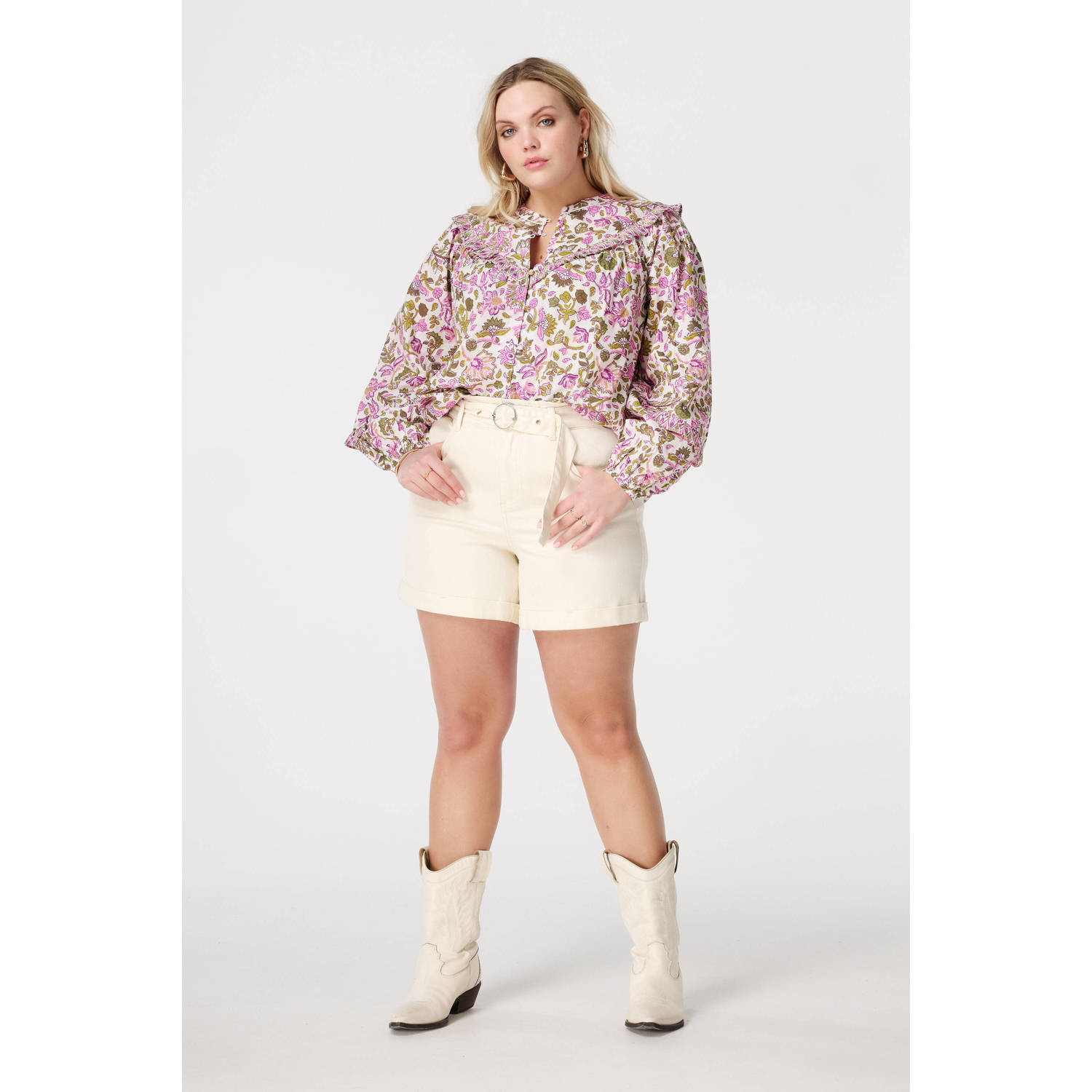 MS Mode high waist casual short crème