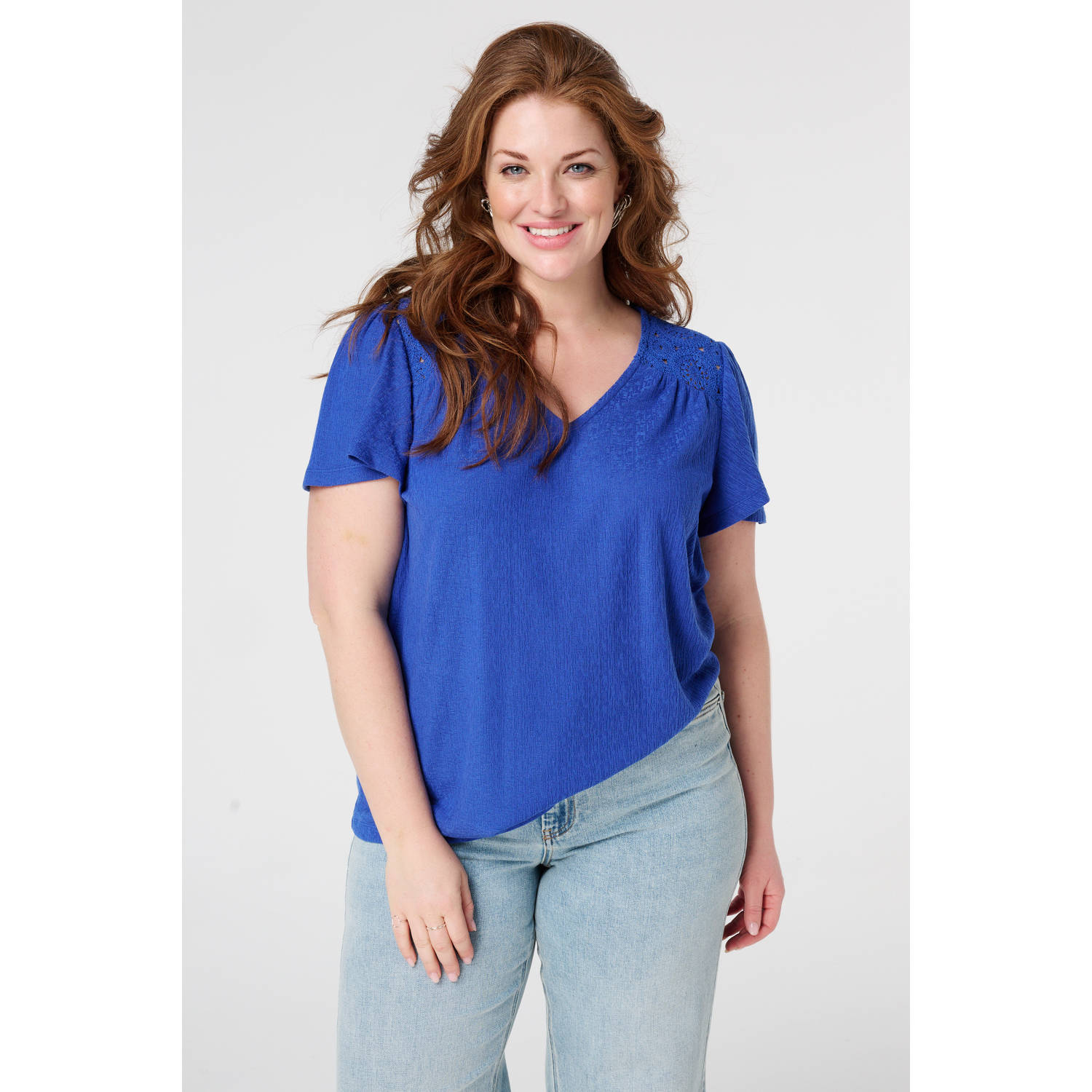 MS Mode top blauw ajour