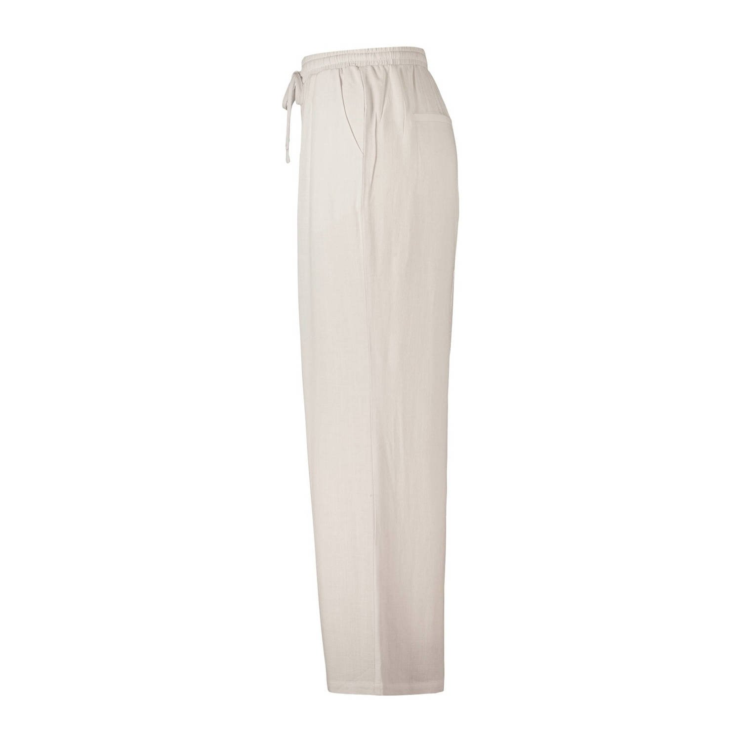 MS Mode wide leg regular waist casual broek ecru