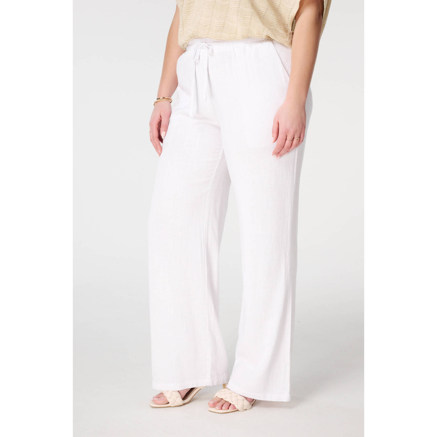 MS Mode wide leg regular waist casual broek ecru