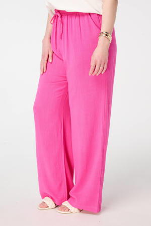 wide leg regular waist casual broek roze
