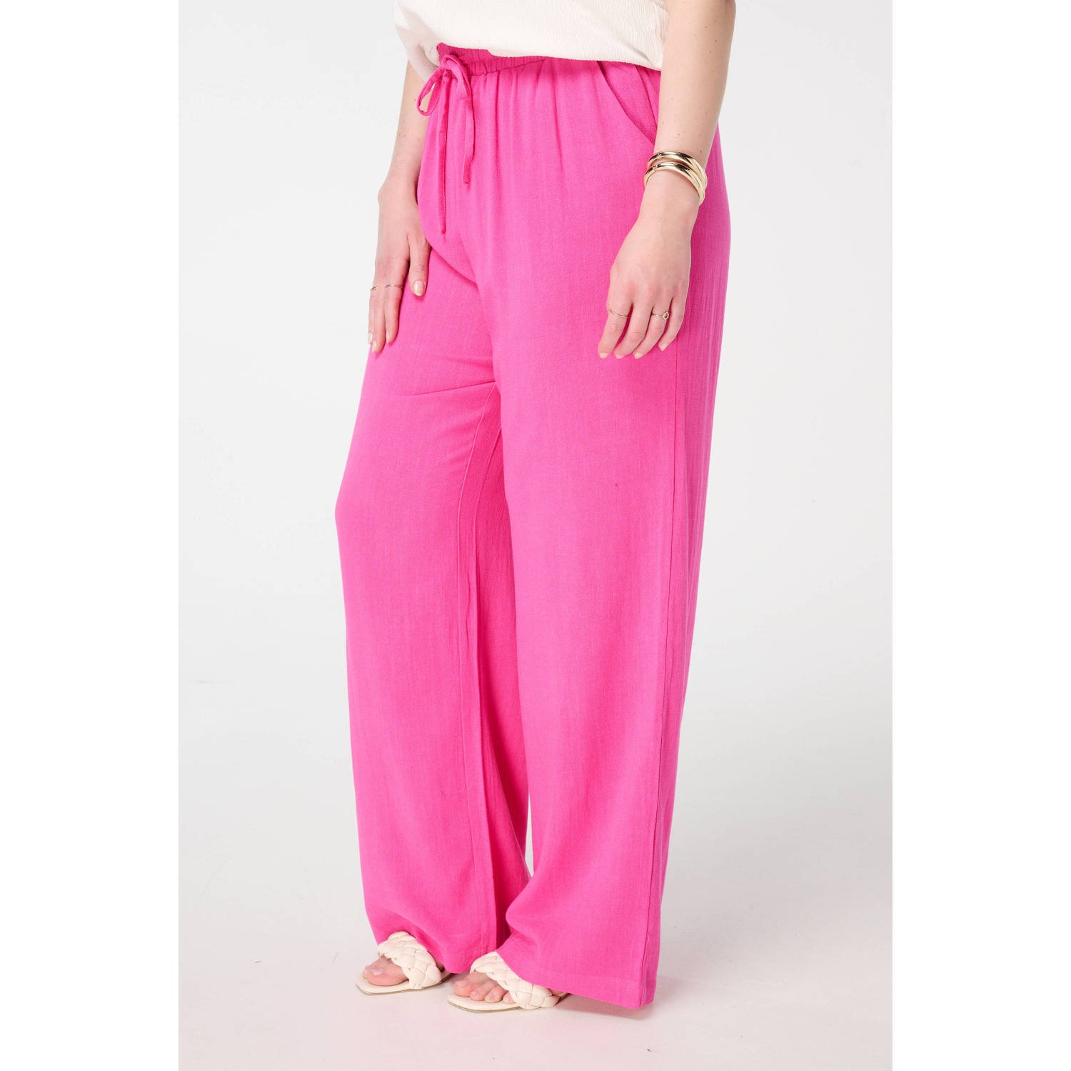 MS Mode wide leg regular waist casual broek roze