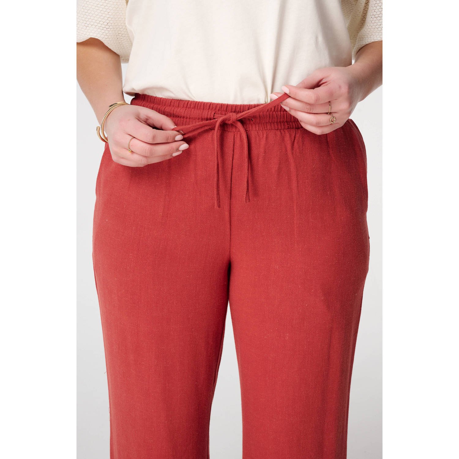 MS Mode wide leg regular waist casual broek rood