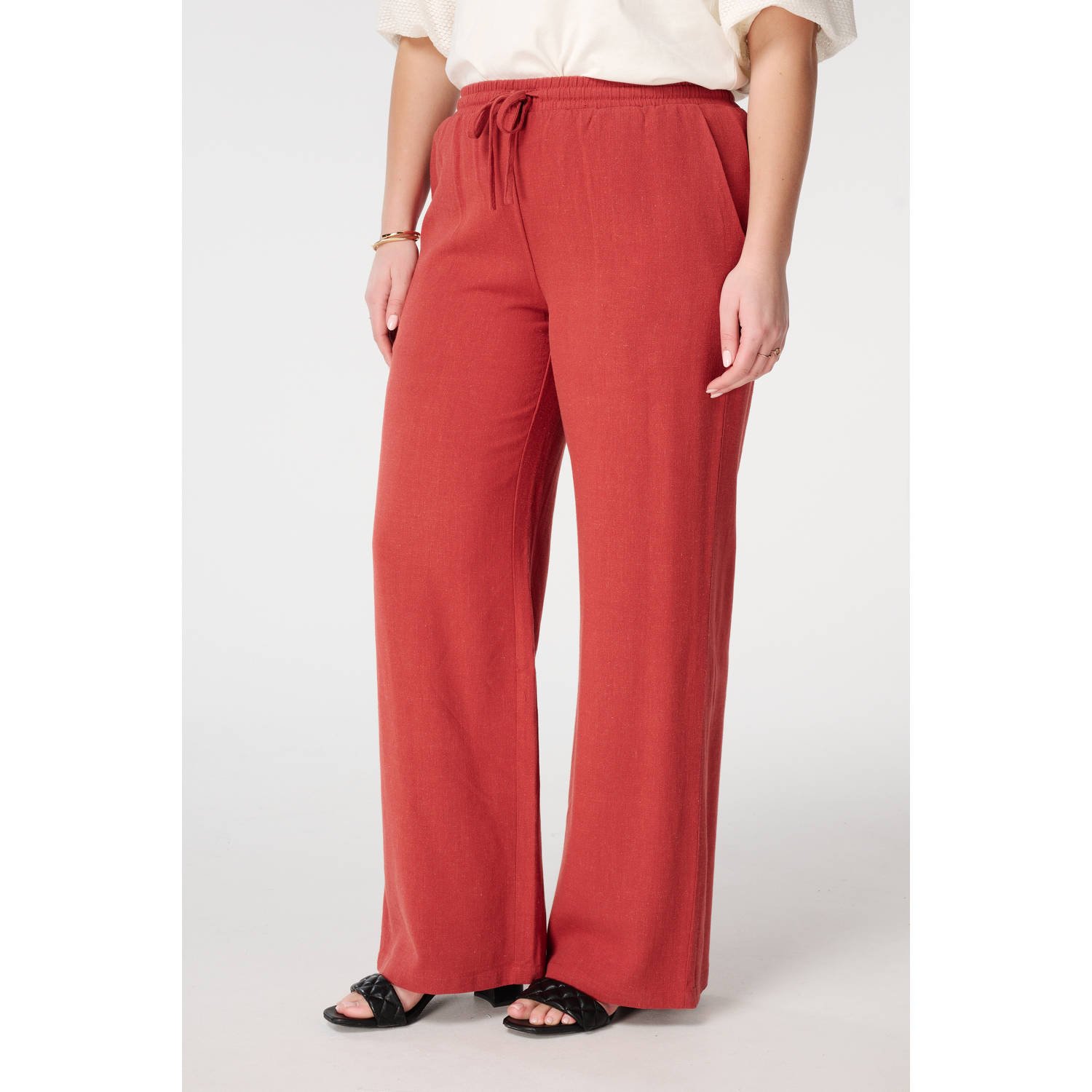 MS Mode wide leg regular waist casual broek rood