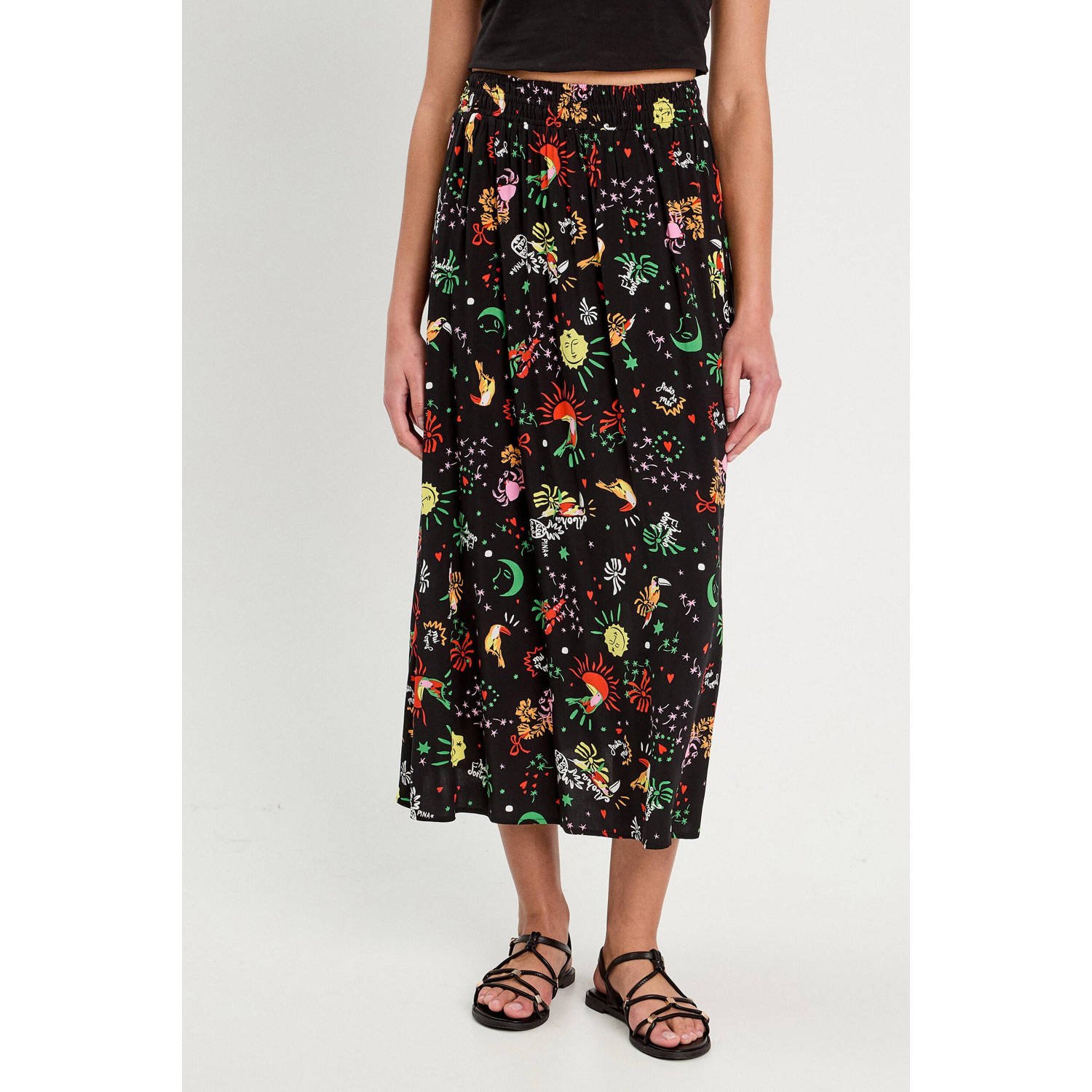 Cache midi rok zwart