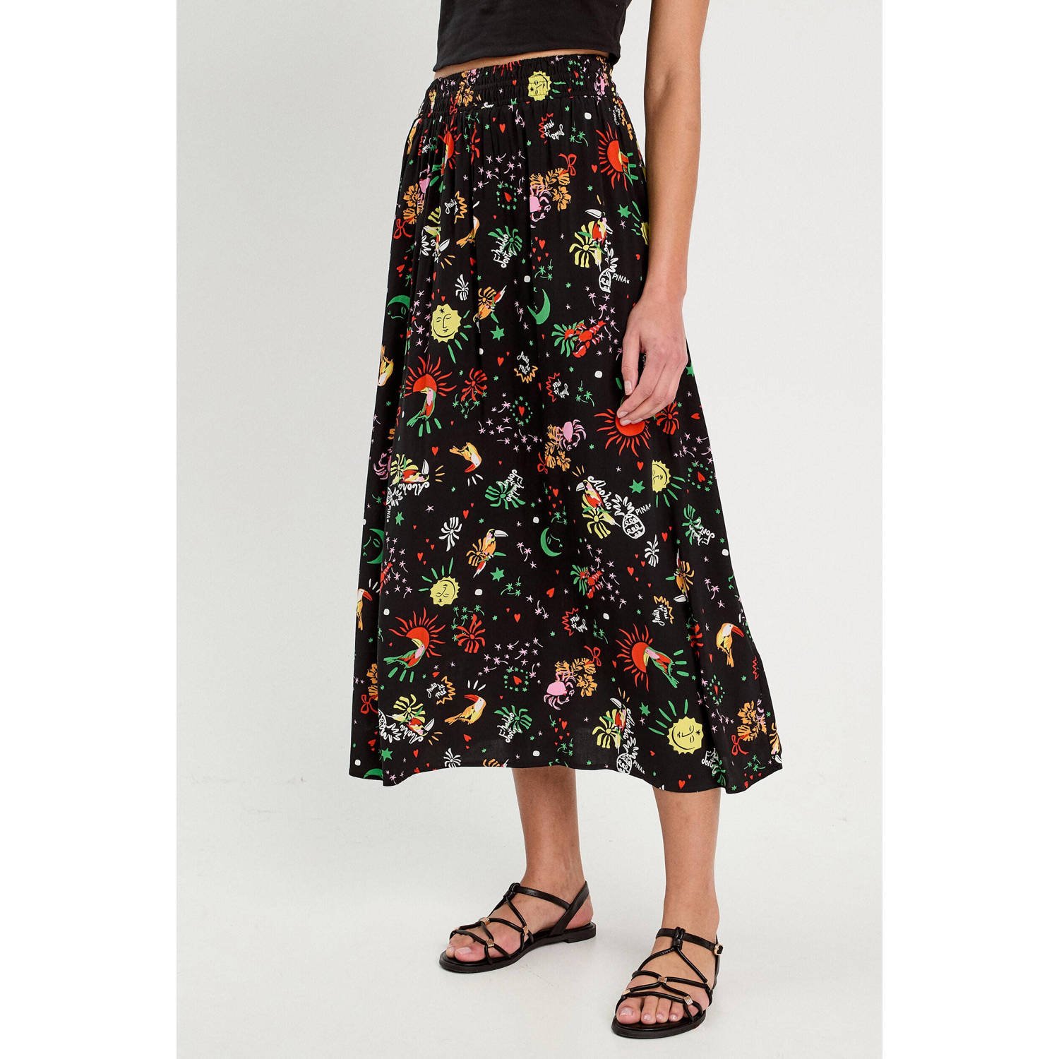 Cache midi rok zwart