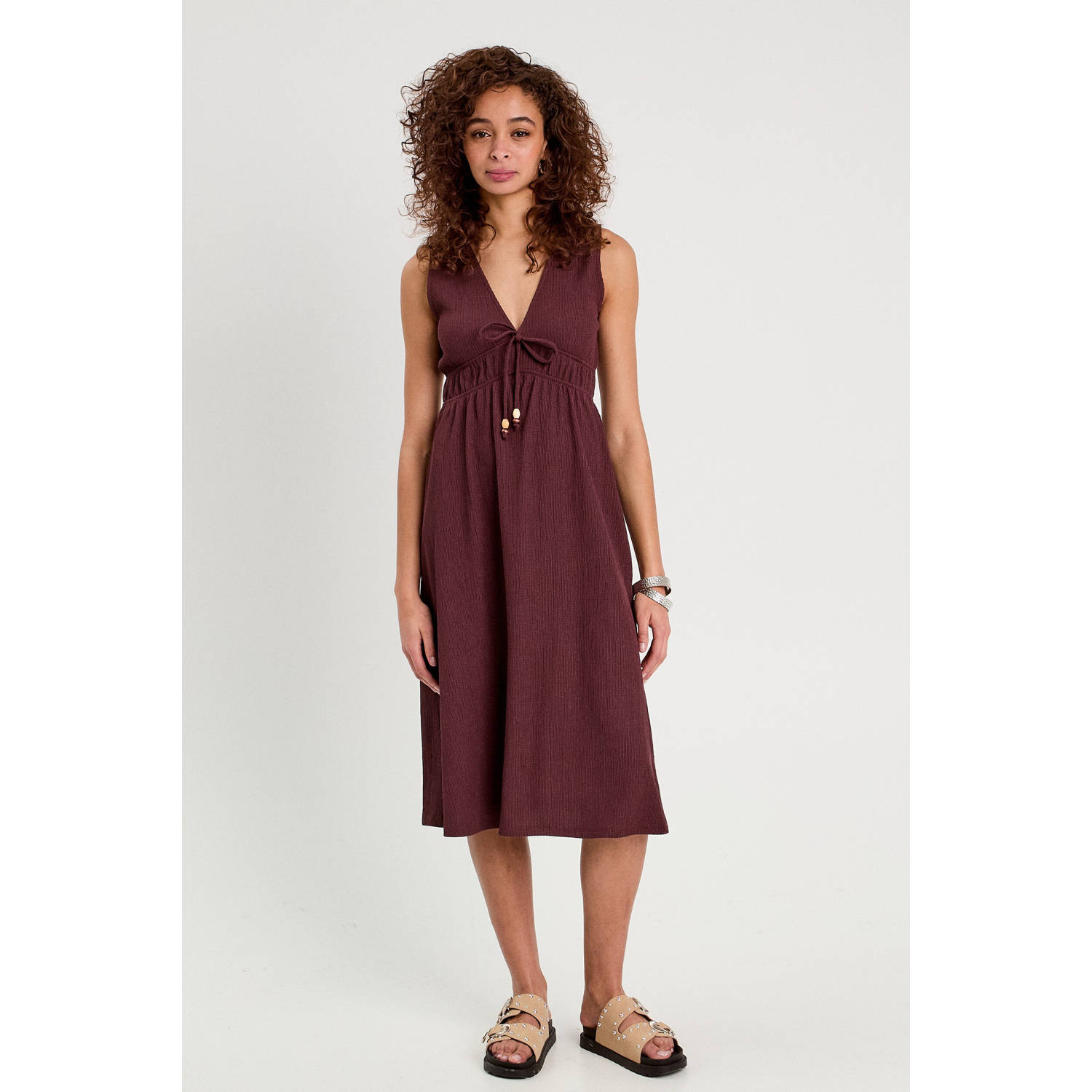 Cache midi jurk donkerrood