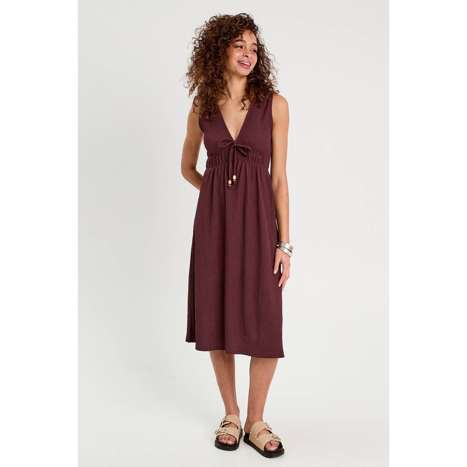 Cache midi jurk donkerrood
