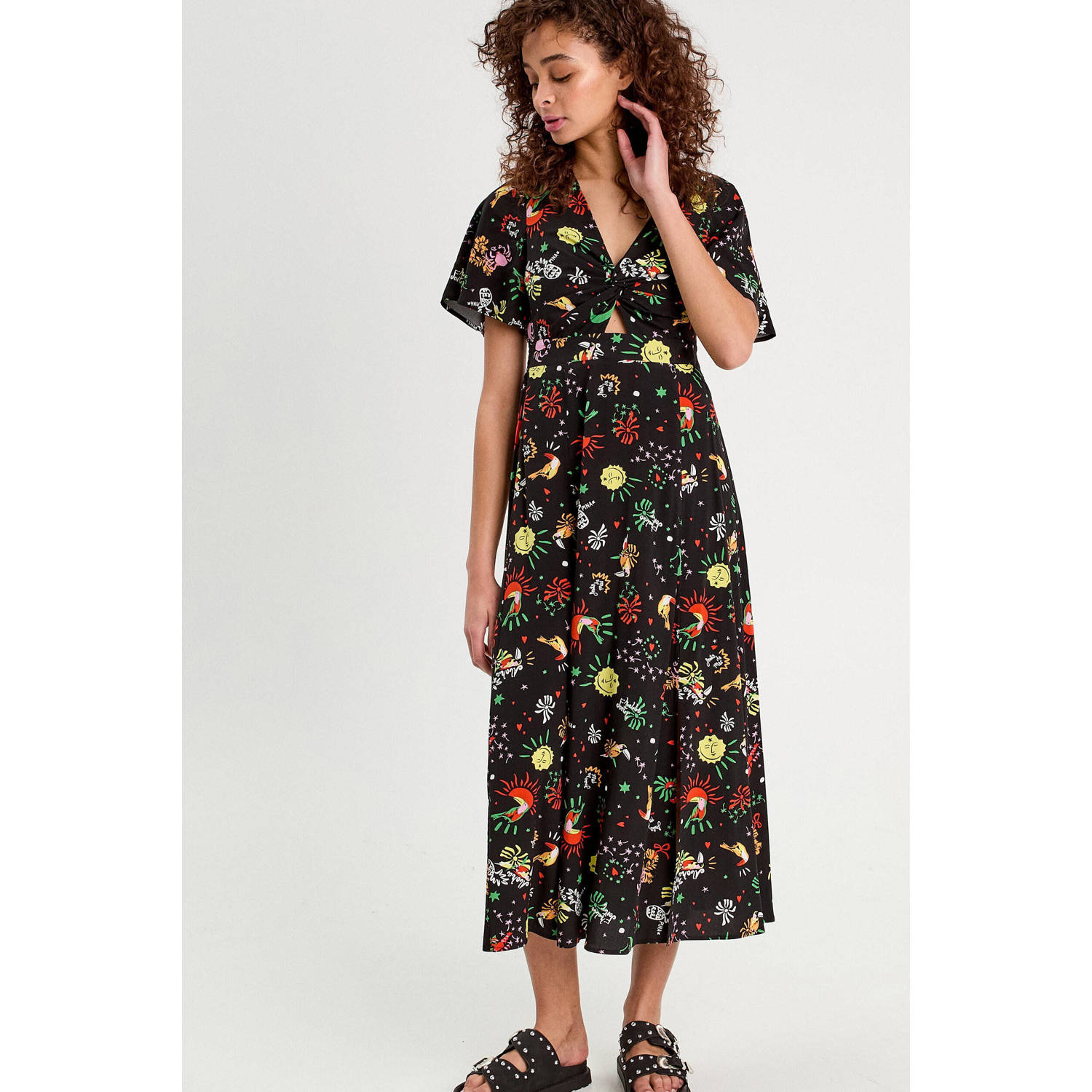 Cache midi jurk zwart