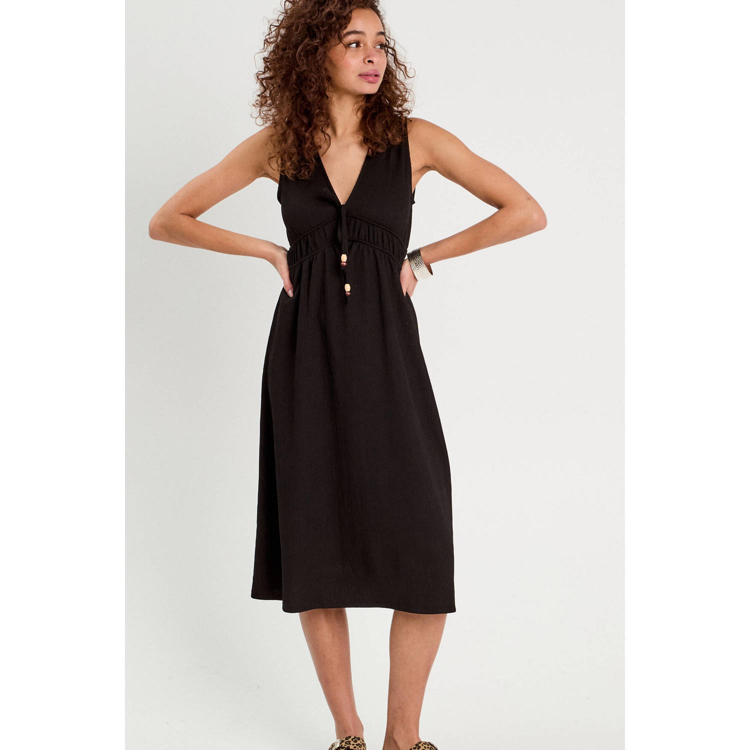 Cache midi jurk zwart