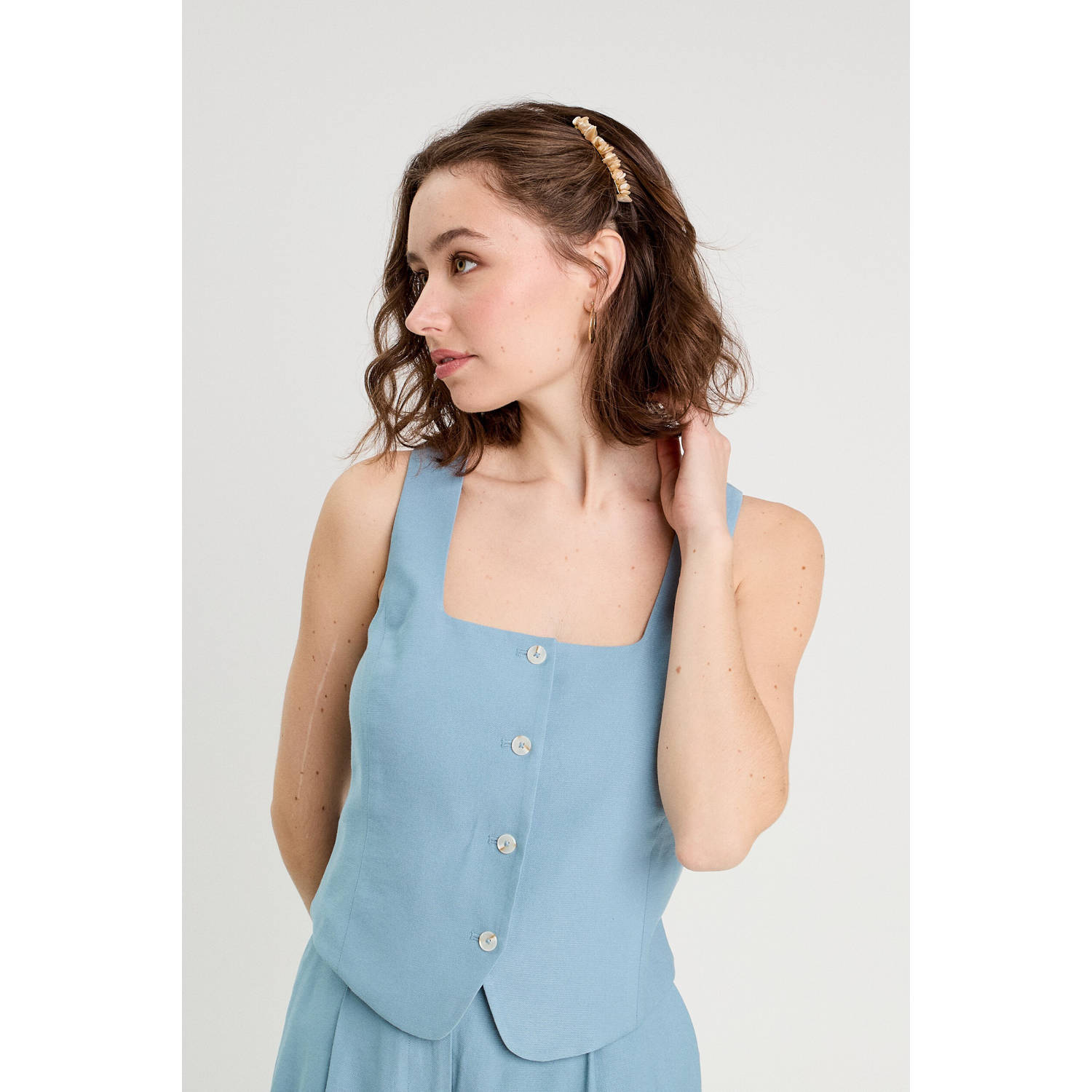 Cache gilet lichtblauw