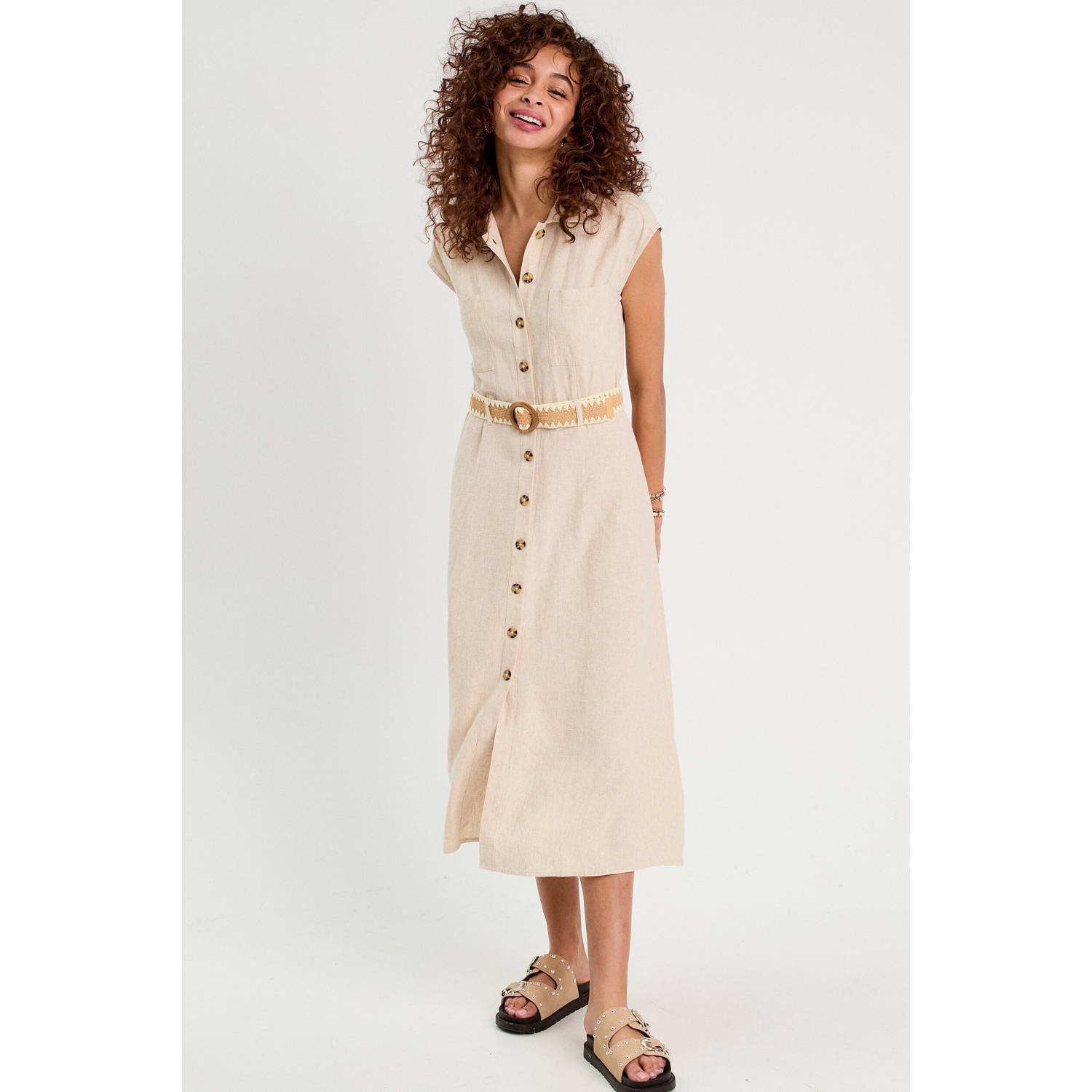 Cache linnen blousejurk beige