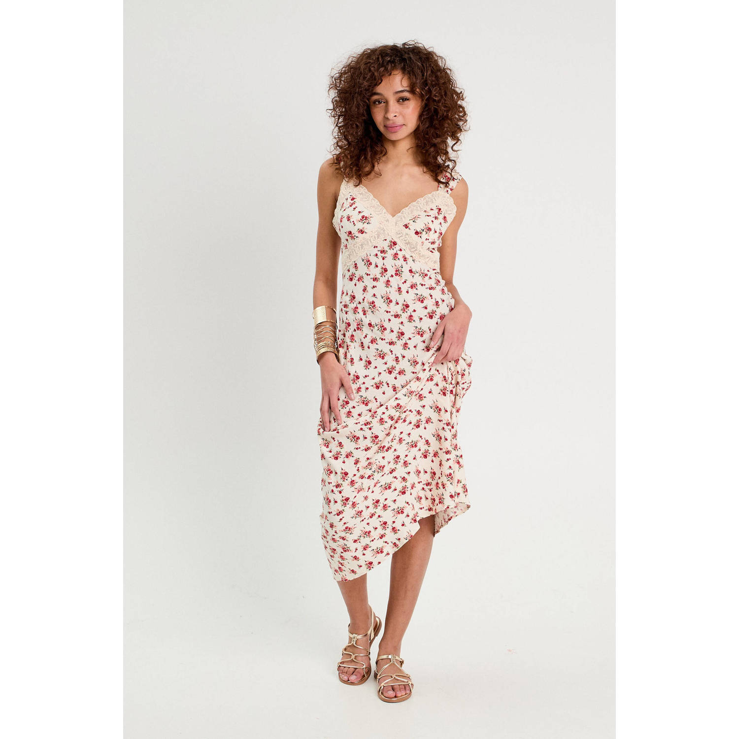 Cache midi jurk ecru