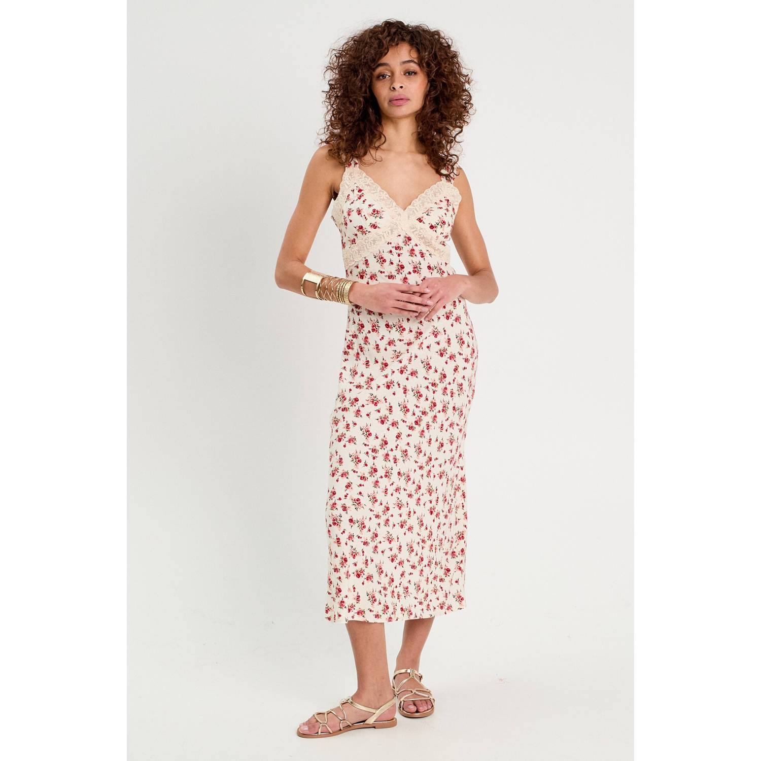 Cache midi jurk ecru