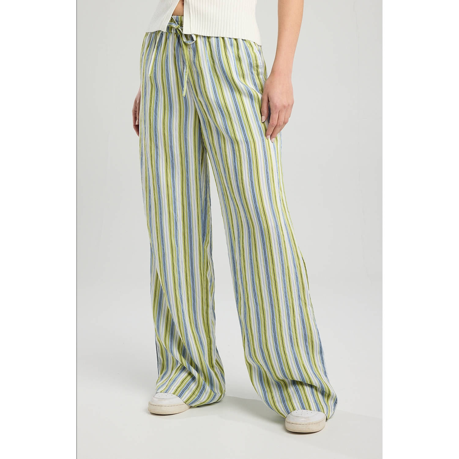America Today wide leg high waist casual broek blauw