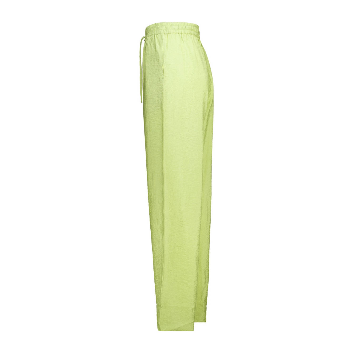America Today wide leg high waist casual broek limegroen