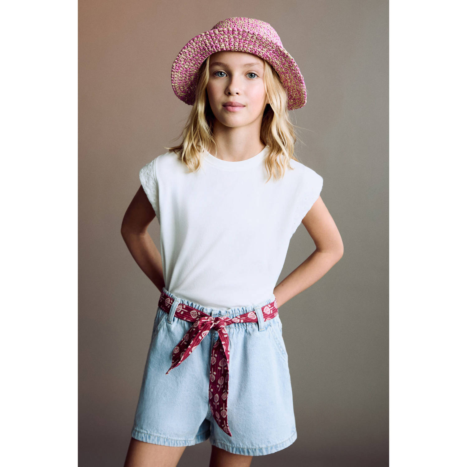 Mango Kids denim short light blue denim