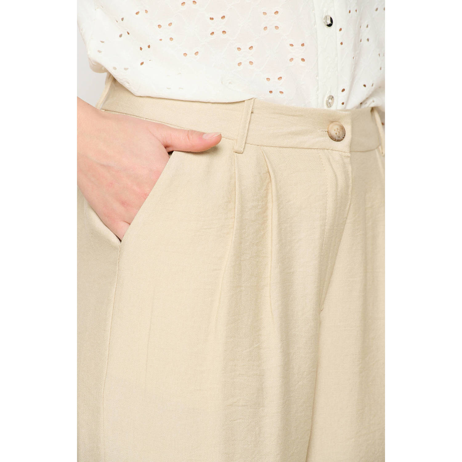 LOLALIZA wide leg regular waist pantalon beige