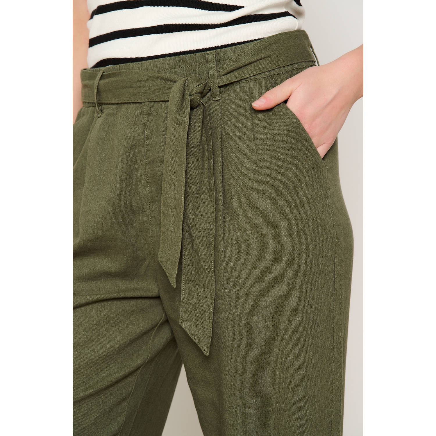 LOLALIZA wide leg regular waist casual broek kaki