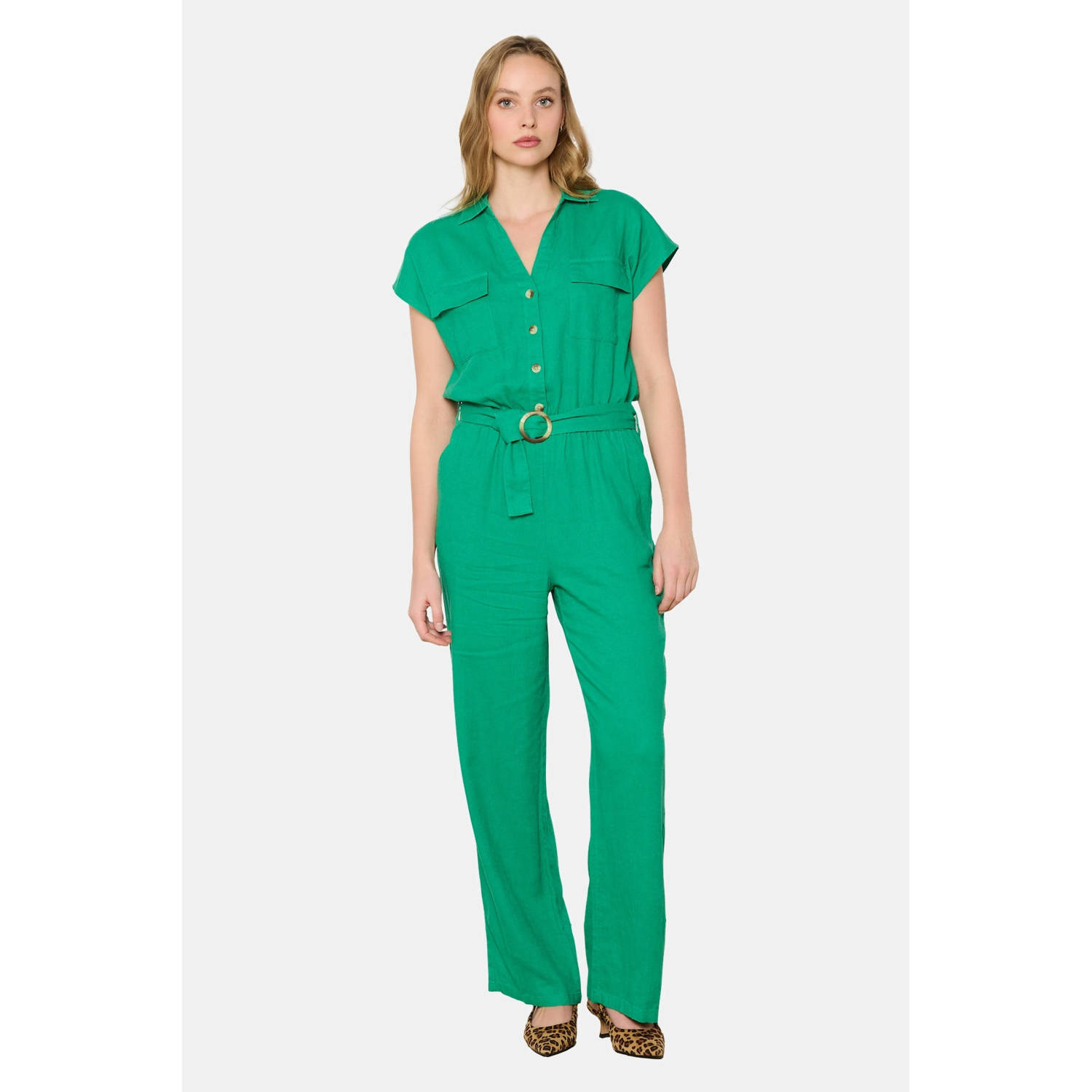 LOLALIZA linnen jumpsuit groen