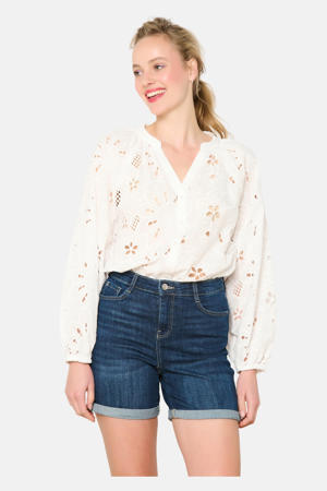 straight regular waist denim short dark blue denim