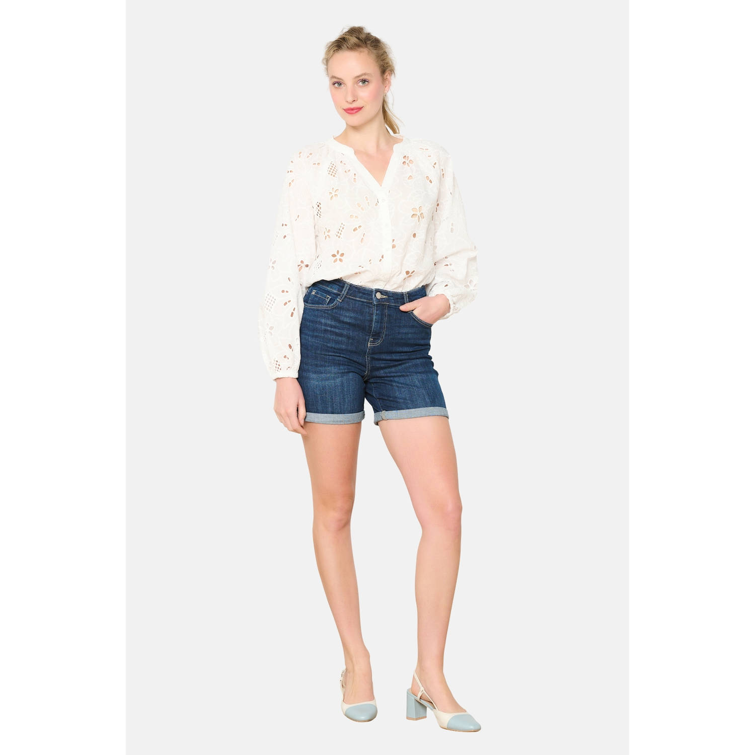 LOLALIZA straight regular waist denim short dark blue denim