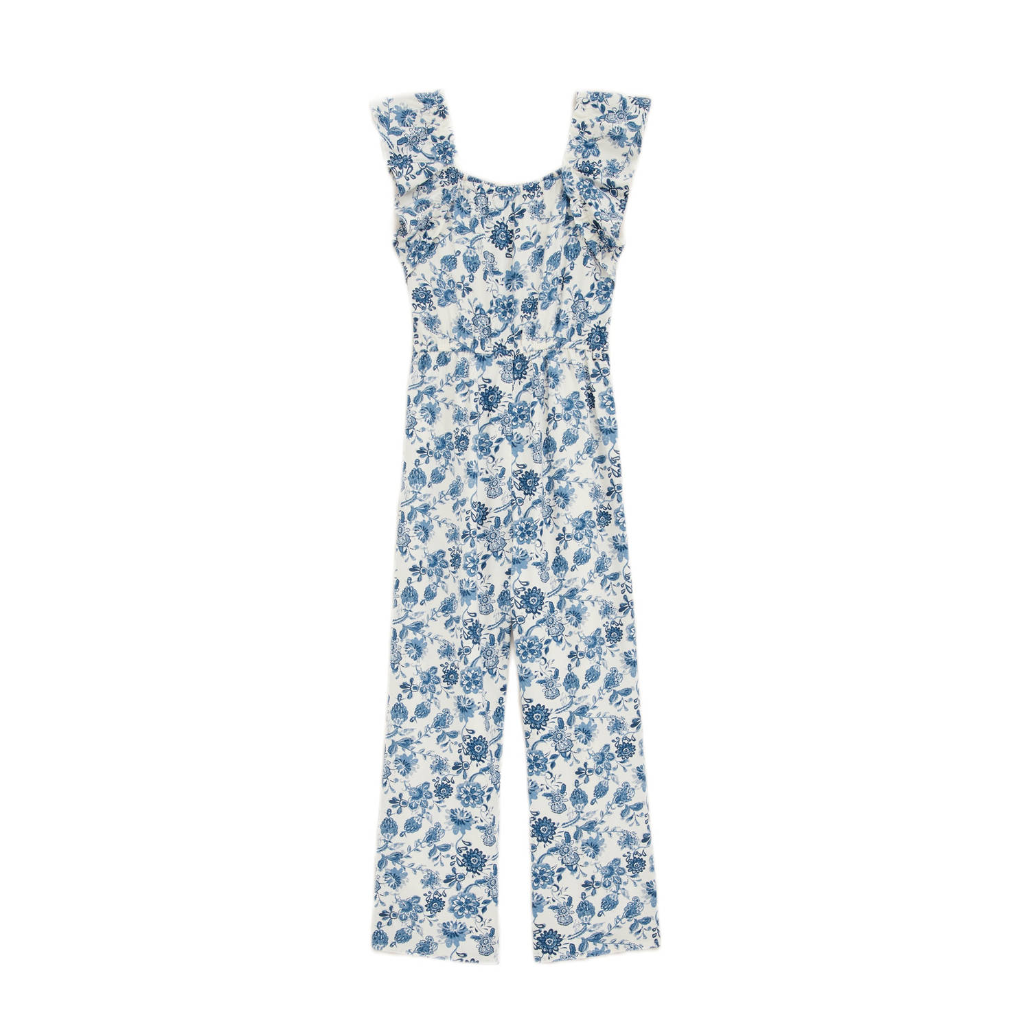 WE Fashion straight jumpsuit blauw wit